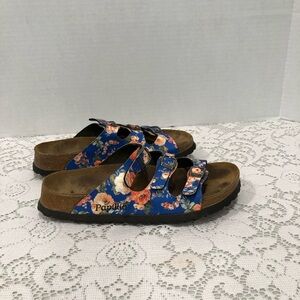 Papillio Women's Blue Floral Triple-Strap Sandals Ladies 6